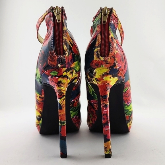 Charlotte Russe Francesca Multi Floral Pointed Toe Shoe Ankle Strap 5" Heel Sz 9 - Picture 7 of 16